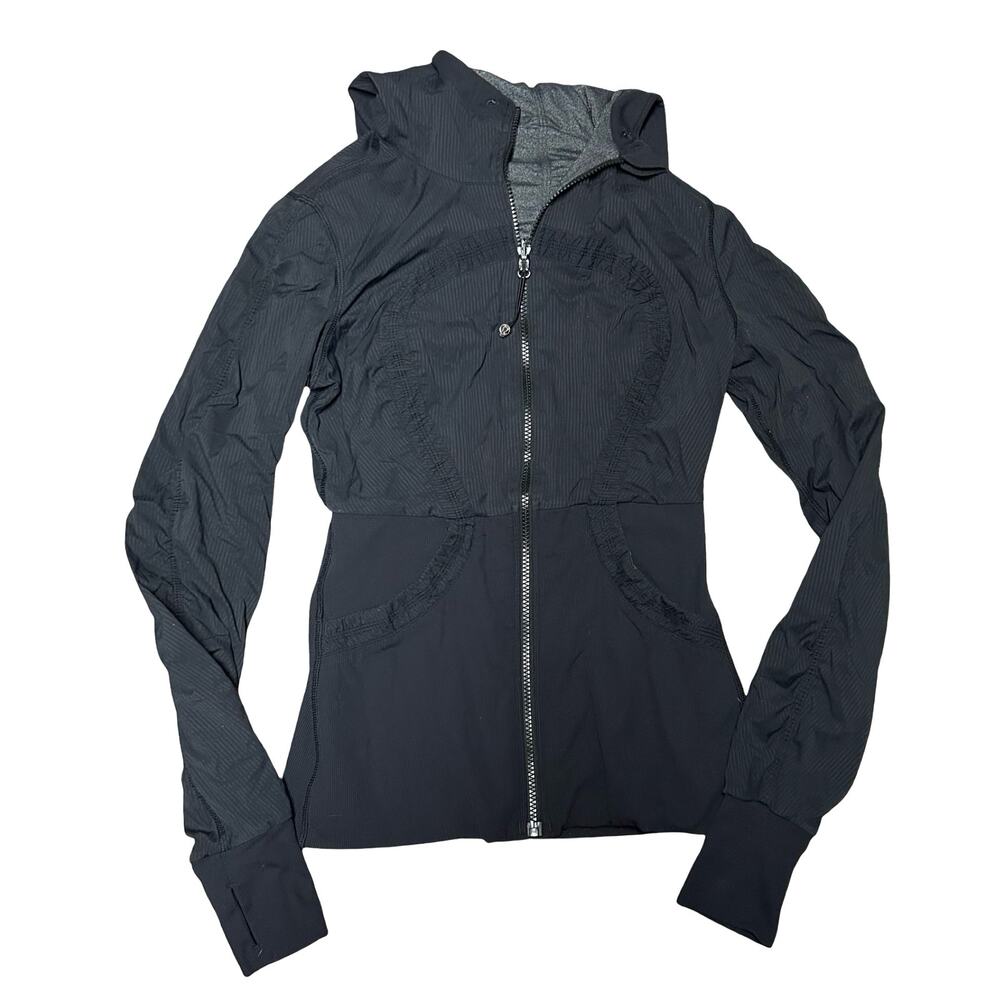 Lululemon Dance Studio Jacket III Womens Size 6 Hooded Reversible Black Gray